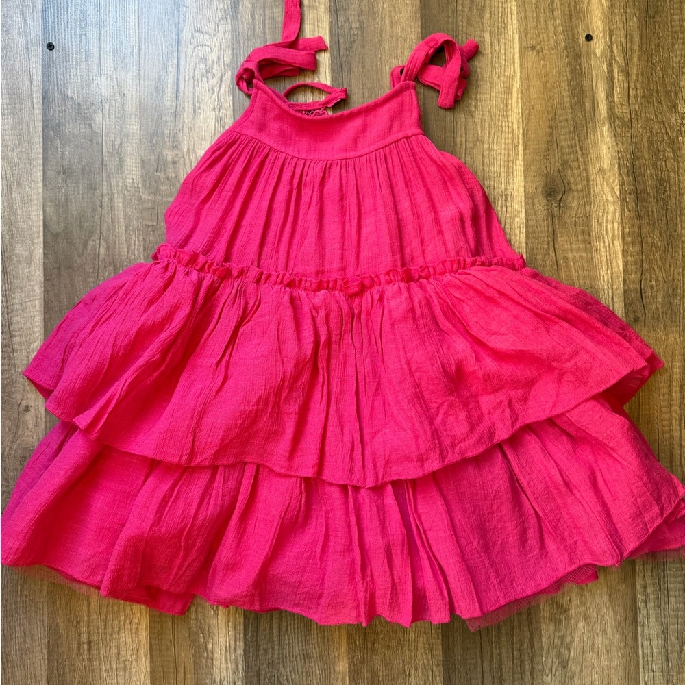 Joyfolie Pink Fuchsia Ruffled Tooled Dress Girls Size 6t